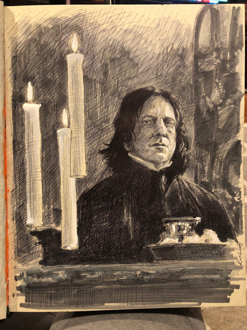 Original 1/1 "Professor Snape" 9x12 on Toned Paper