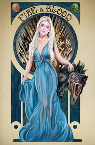 Daenerys Targaryen Mucha Inspired Print